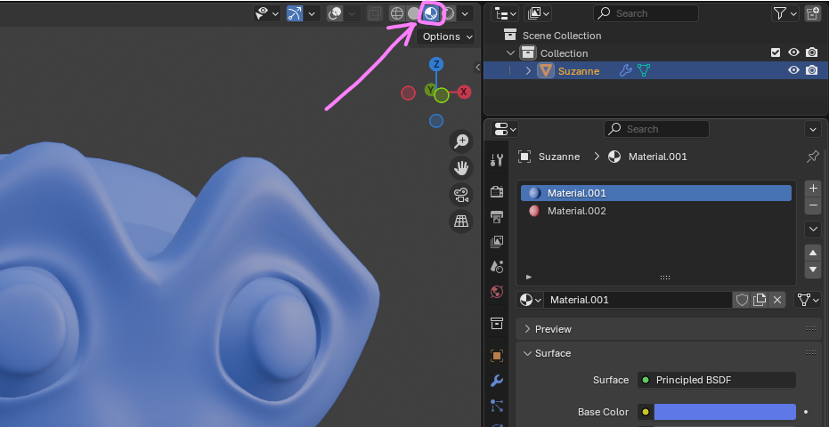 Отображение материала в Blender