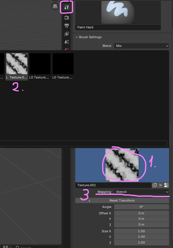 Настройка параметров текстуры кисти