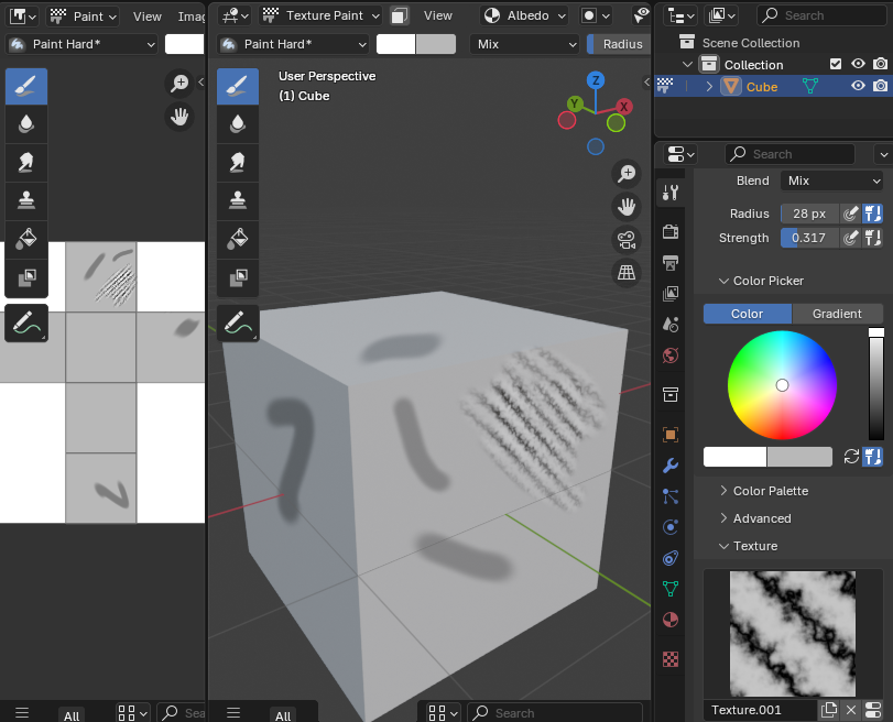 Пример использования текстуры кисти